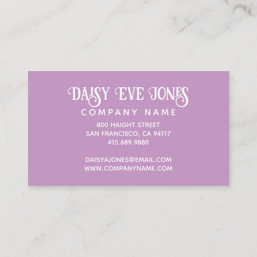 Retro Boho Lilac and Greenery Floral  名刺 (裏面)