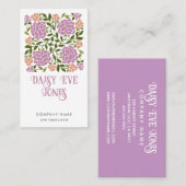 Retro Boho Lilac and Greenery Floral  名刺 (正面/裏面)