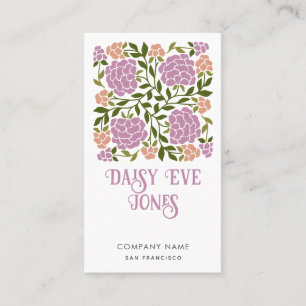Retro Boho Lilac and Greenery Floral 名刺