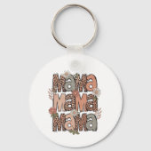 Retro Boho "Mama" Floral Keychain キーホルダー (正面)