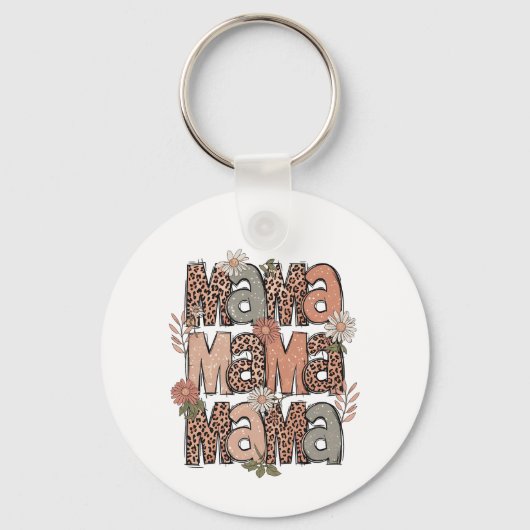 Retro Boho "Mama" Floral Keychain キーホルダー (裏面)