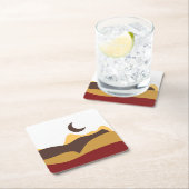 Retro Boho Moon スクエアペーパーコースター (インサイチュ)