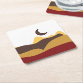 Retro Boho Moon スクエアペーパーコースター (アングル)