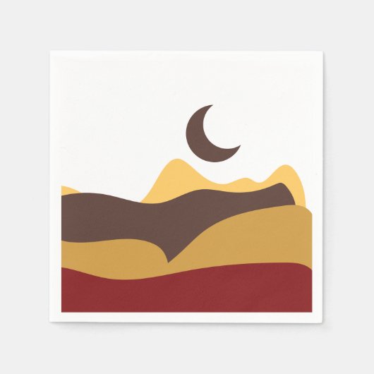 Retro Boho Moon スタンダードカクテルナプキン (正面)