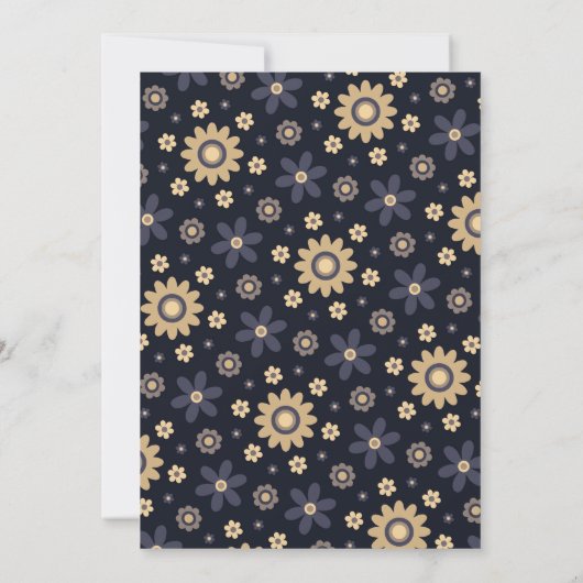 Retro Boho Navy Floral Arch Baby Shower 招待状 (裏面)