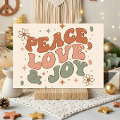 Retro Boho Peace Love Joy Christmas シーズンカード