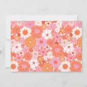 Retro Boho Pink Orange Floral Cute Baby Shower サンキューカード (裏面)