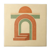 Retro Boho Rainbow Arch Minimalist Design タイル (正面)