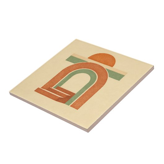 Retro Boho Rainbow Arch Minimalist Design タイル (側面)