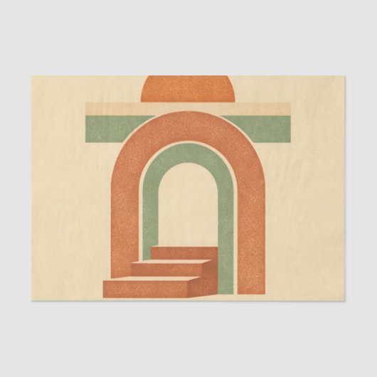 Retro Boho Rainbow Arch Minimalist Design 薄葉紙 (正面)