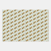 Retro Boho Roaring Tiger Orange Pink ラッピングペーパーシート (正面3)