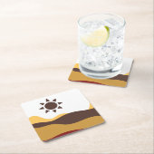 Retro Boho Sun スクエアペーパーコースター (インサイチュ)