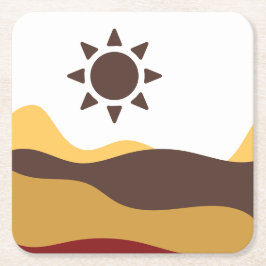 Retro Boho Sun スクエアペーパーコースター