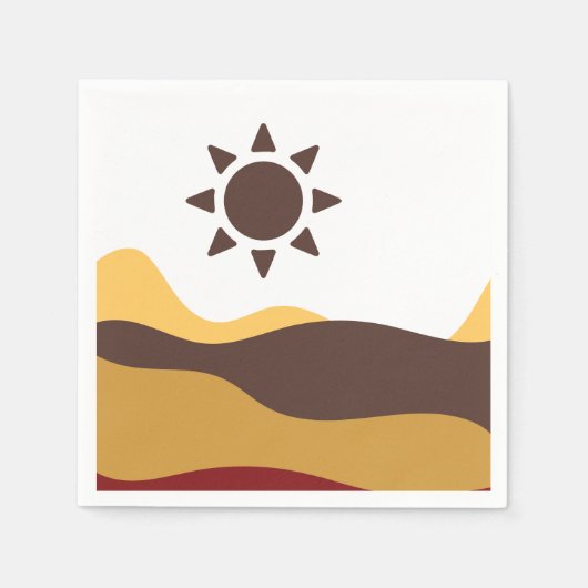 Retro Boho Sun スタンダードカクテルナプキン (正面)