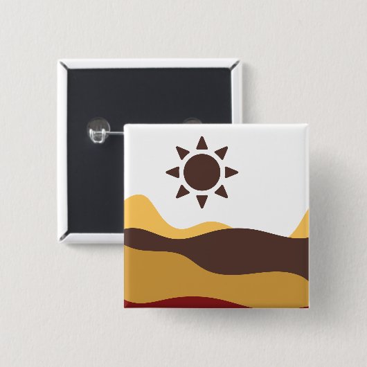 Retro Boho Sun 缶バッジ (正面&裏面)