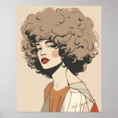 Retro Boho Woman Illustration Minimalist Wall Art ポスター (正面)