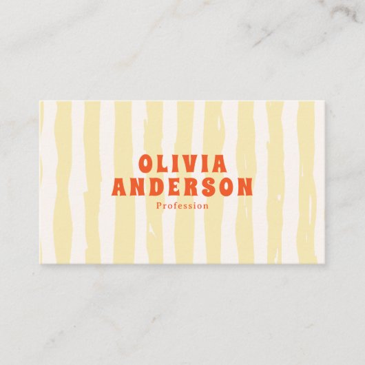 Retro Bold 70's Boho Groovy Funky Unique QR Code 名刺 (正面)