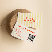 Retro Bold 70's Boho Groovy Funky Unique QR Code 名刺