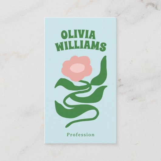 Retro Bold Boho QR Code Groovy Floral Trendy 名刺 (正面)