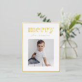 Retro Bold Merry Typography Family Photo Christmas 箔シーズンポストカード (立ち正面)