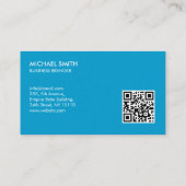 Retro Bold Minimalist Cyan QR Code Business  名刺 (裏面)