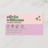 Retro Bold Pink Green Boho Groovy Checkered Unique 名刺 (裏面)