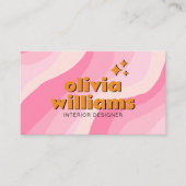 Retro Bold Pink Orange QR Code Groovy Girly Unique 名刺 (正面)