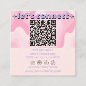 Retro Bold Pink Purple QR Code Groovy Girly Trendy スクエア名刺 (裏面)