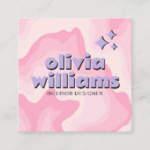 Retro Bold Pink Purple QR Code Groovy Girly Trendy スクエア名刺 (正面)