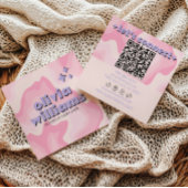 Retro Bold Pink Purple QR Code Groovy Girly Trendy スクエア名刺