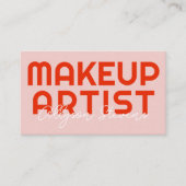 Retro Bold Pink Red Makeup Artist QR Code 名刺 (正面)