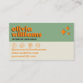 Retro Bold Psychedelic Groovy Checkered Unique Fun 名刺 (裏面)