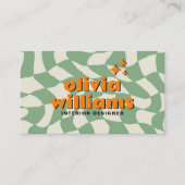 Retro Bold Psychedelic Groovy Checkered Unique Fun 名刺 (正面)