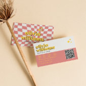 Retro Bold QR Code 70s Groovy Checkered Trendy 名刺