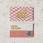 Retro Bold QR Code 70s Groovy Checkered Trendy 名刺