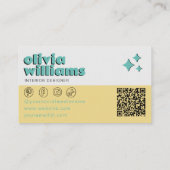 Retro Bold QR  Code Boho Groovy Checkered Unique 名刺 (裏面)