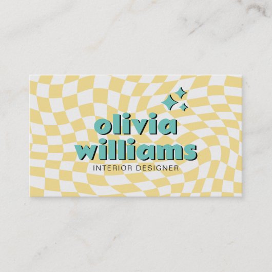 Retro Bold QR  Code Boho Groovy Checkered Unique 名刺 (正面)