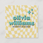 Retro Bold QR Code Groovy Checkered Boho Trendy スクエア名刺 (正面)