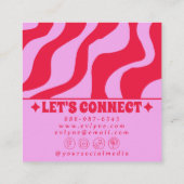 Retro Bold Red Pink 70s Boho Groovy Trendy Girly スクエア名刺 (裏面)