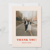 Retro Bold Typography Wedding Photo サンキューカード (正面)