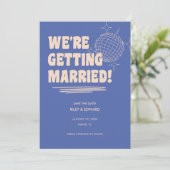 Retro Bold "We're Getting Married" Blue Wedding セーブザデート (スタンド正面)