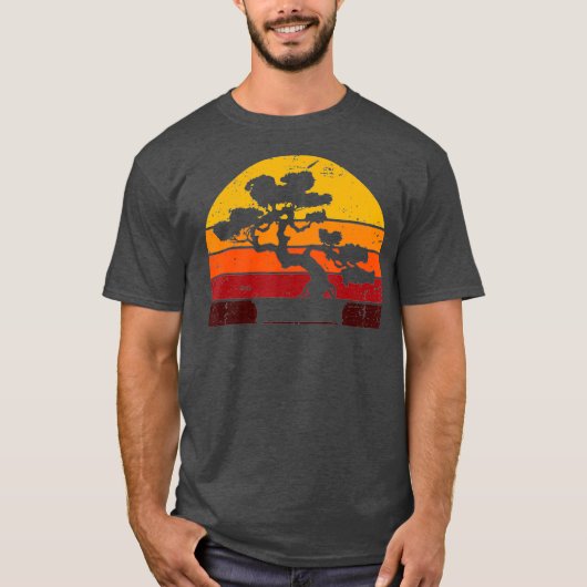 Retro Bonsai Tree Vintage Sunset Bonsai Tシャツ (正面)