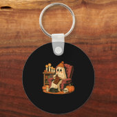 Retro Boo Ghost Yarn Crochet Knitting Halloween So キーホルダー (正面)