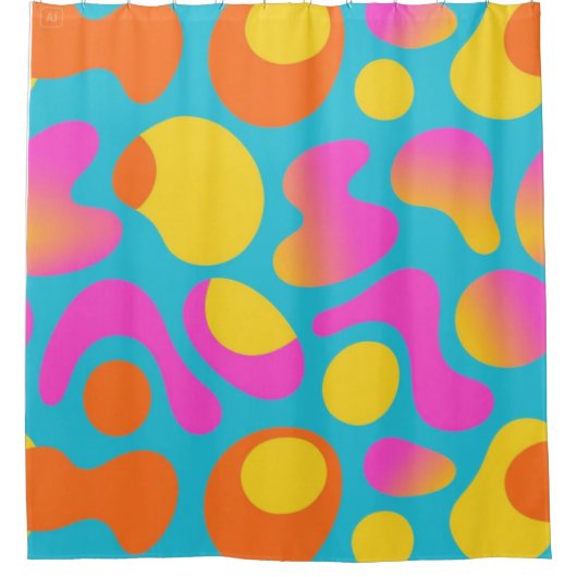 Retro Boogie – Abstract Blob Shower Curtain シャワーカーテン (正面)