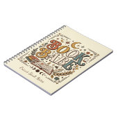 Retro Book Babe Mystical Celestial Witchy Bookish ノートブック (左側)