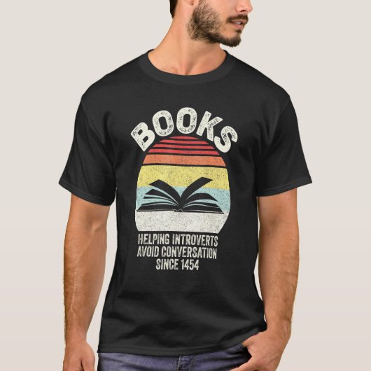 Retro Book Helping Introverts Avoid Conversation S Tシャツ (正面)