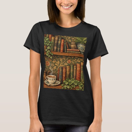 Retro book lover art tシャツ (正面)