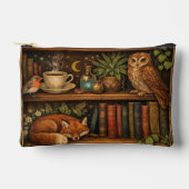 Retro book lover woodland animals アクセサリーポーチ (正面)