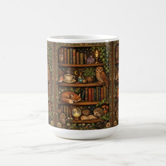 Retro book lover woodland animals コーヒーマグカップ (中央)