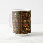 Retro book lover woodland animals コーヒーマグカップ (正面左)